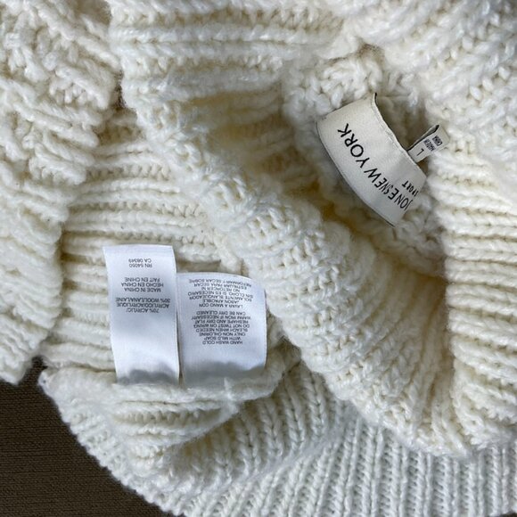 Jones NY Sweater Turtleneck Chunky Knit Ivory Cream Wool Blend (L) - Picture 5 of 7